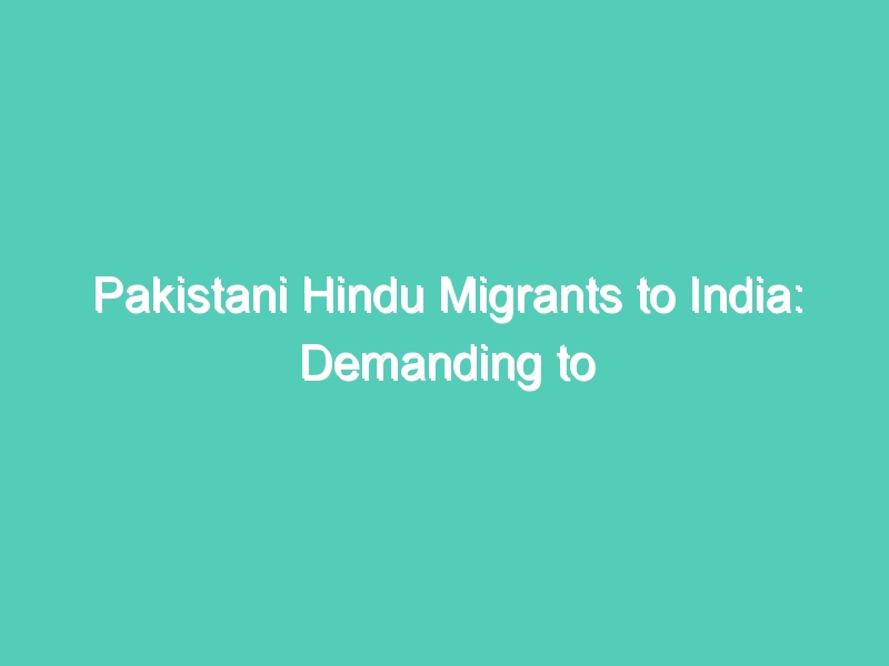 Pakistani Hindu Migrants to India: Demanding to be Heard