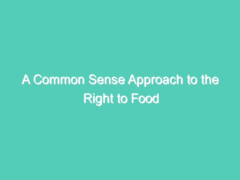 A Common Sense Approach to the Right to Food