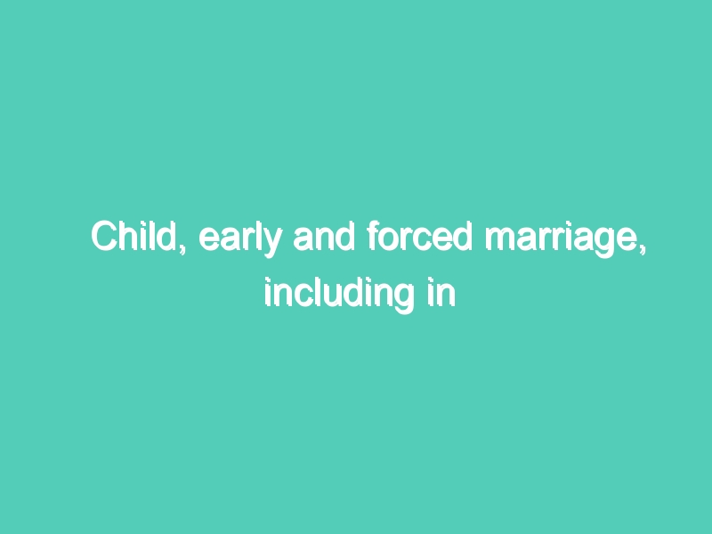 Child, early and forced marriage, including in humanitarian settings