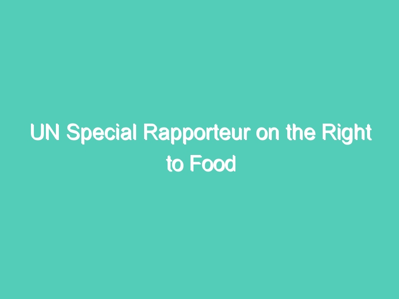 UN Special Rapporteur on the Right to Food
