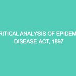 CRITICAL ANALYSIS OF EPIDEMIC DISEASE ACT, 1897 REFORMS